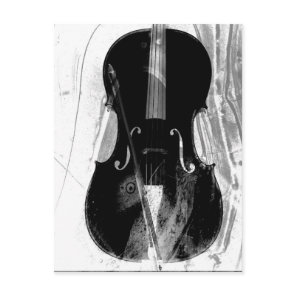 Black and white cello illustration postcard