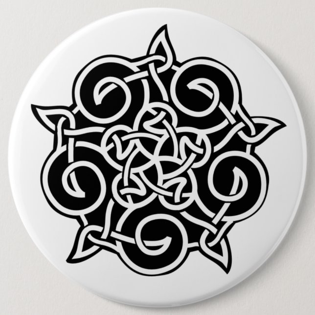 Black And White Celtic Knot Button (Front)
