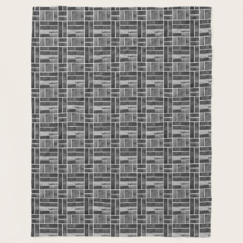 Black and white ceramic tiles effect fleece blanket