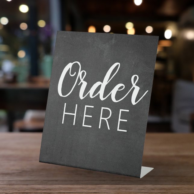 Black and White Chalkboard | Food Truck Order Here Pedestal Sign (Creator Uploaded)