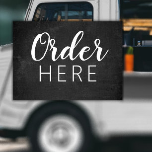 Black and White Chalkboard Food Truck Order Here Window Cling