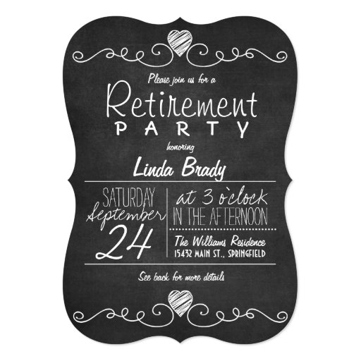 Black and White Chalkboard Retirement Party Card | Zazzle