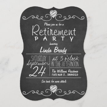 Black And White Chalkboard Retirement Party Invitation by Card_Stop at Zazzle