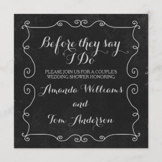 Black and White Chalkboard Style Wedding Shower Invitation