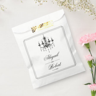 Black and white chandelier Old Money wedding Favor Bag