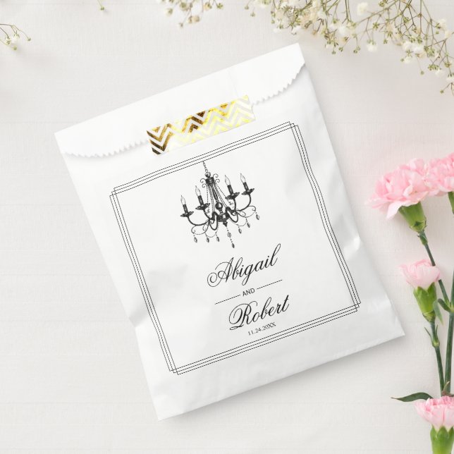 Black and white chandelier Old Money wedding Favor Bag (Sealed)
