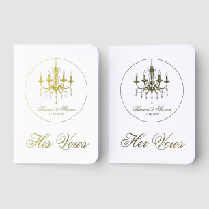 Black and white chandelier Old Money wedding Foil Vow Books