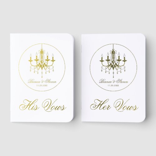 Black and white chandelier Old Money wedding Foil Vow Books