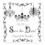 Black and White Chandelier Save the Date Stickers
