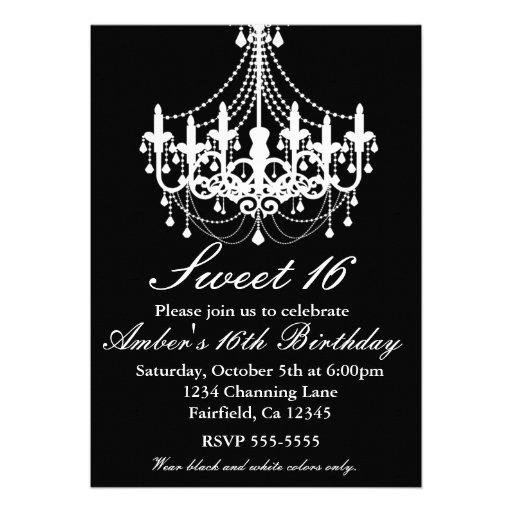 Black And White Sweet Sixteen Invitations 6