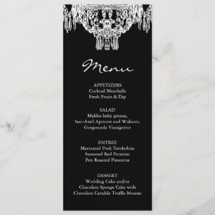 Black and White Chandelier Wedding Menu