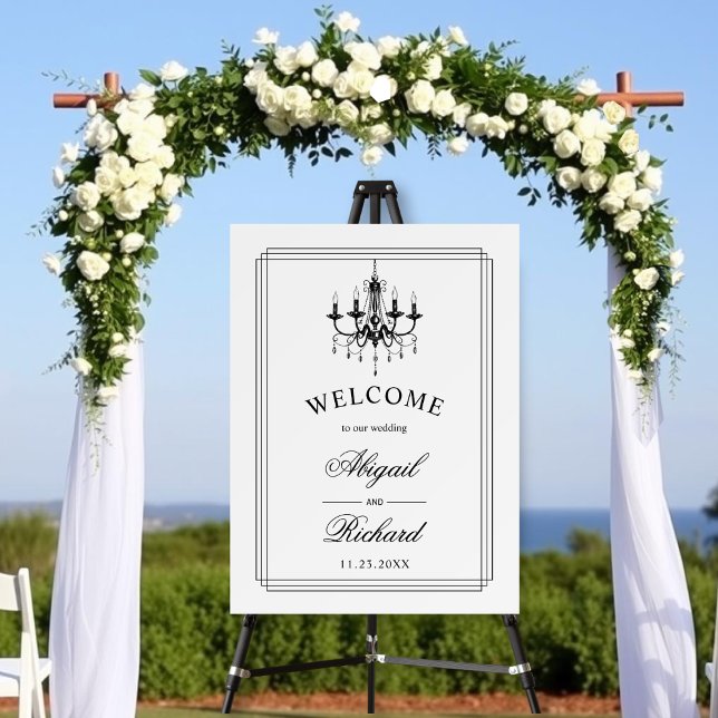 Black and white chandelier WELCOME wedding  Foam Board (Creator Uploaded)