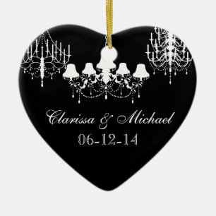 Black and White Chandeliers Customized Keepsake Ceramic Ornament