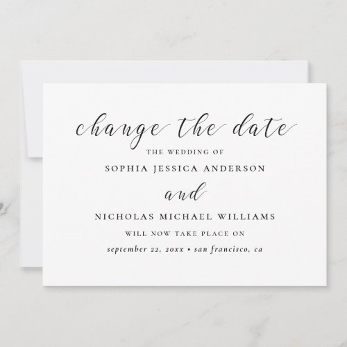Black and white Change the Date Simple postponed Save The Date