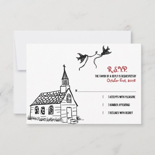 Black and White Chapel Wedding RSVP