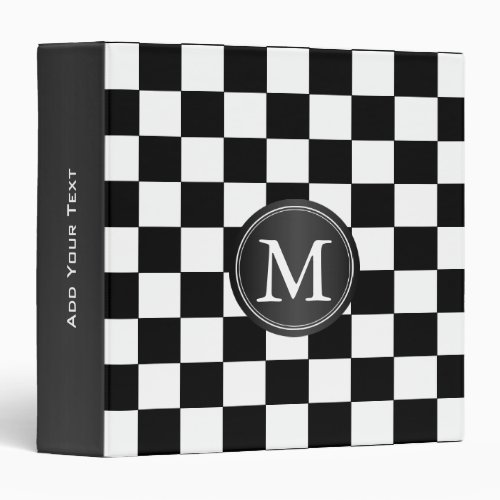 Black and White Check 3 Ring Binder