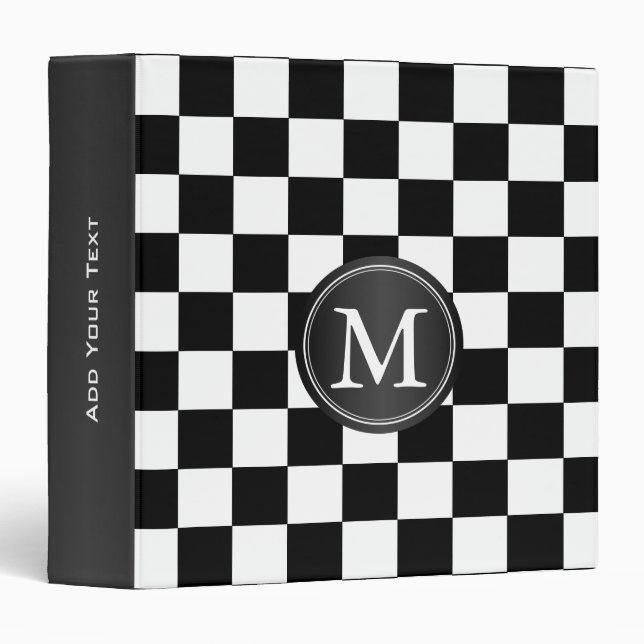 Black and White Check 3 Ring Binder (Front/Spine)