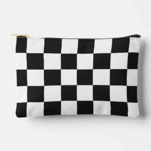 Black And White Check Bold Modern Timeless Cool Accessory Pouch