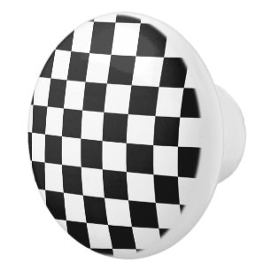 black and white check ceramic knob