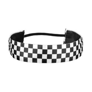 Black and White Check pattern Athletic Headband