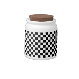 Black and White Check pattern Candy Jar