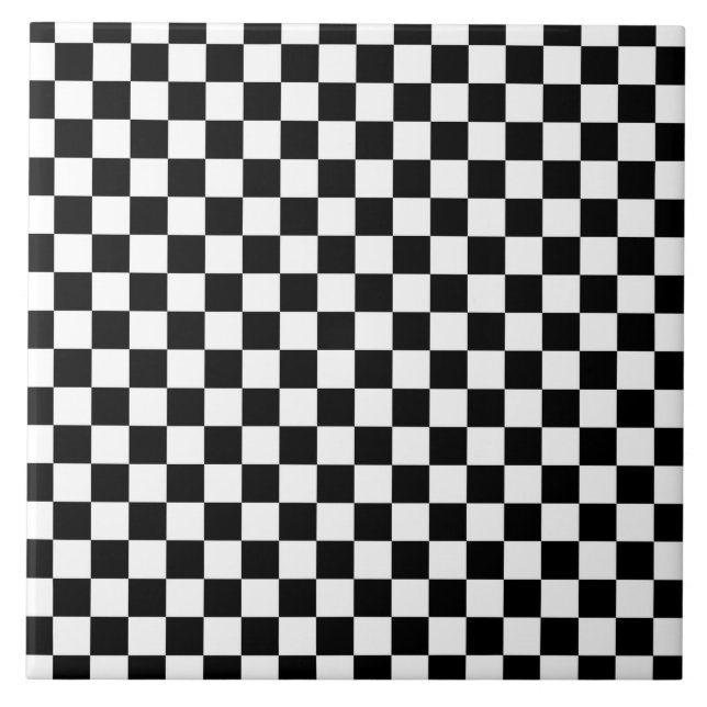 Black and White Check pattern Ceramic Tile (Front)