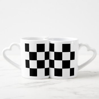 Black And White Check Pattern Coffee Mug Set by sumwoman at Zazzle