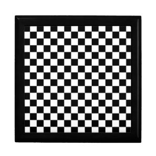 Black and White Check pattern Jewelry Box