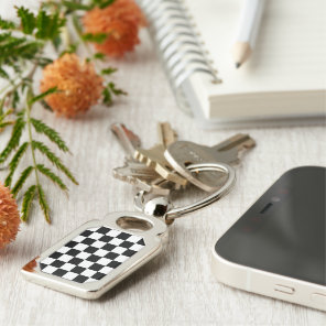 Black and White Check pattern Keychain