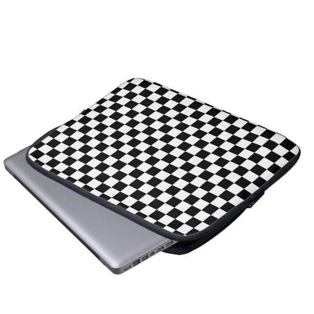 Black and White Check pattern Laptop Sleeve (Front Bottom)