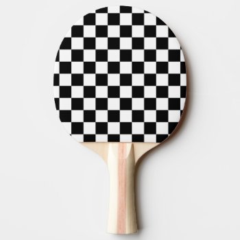 Black And White Check Pattern Ping-pong Paddle by sumwoman at Zazzle