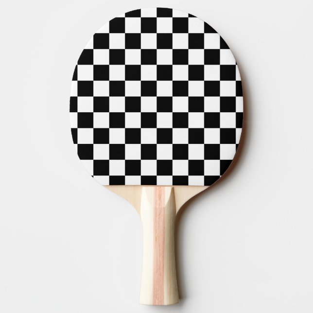 Black and White Check pattern Ping-Pong Paddle (Back)