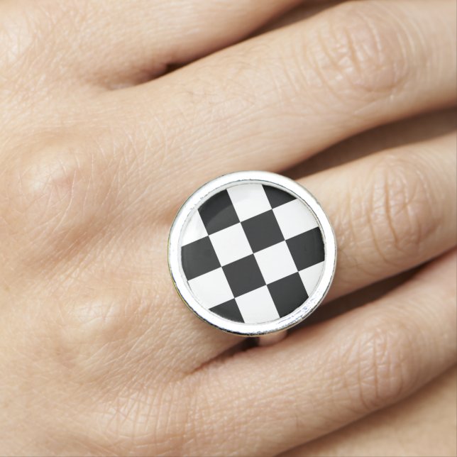 Black and White Check pattern Ring (In Situ)