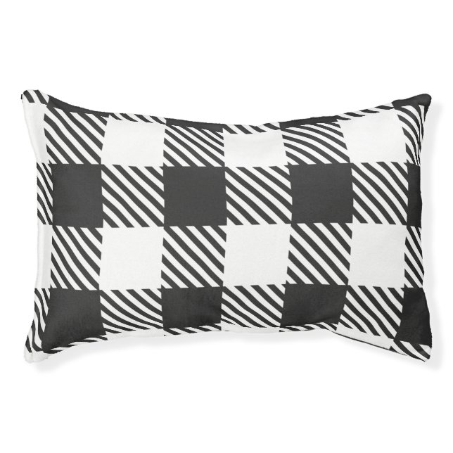 Black and White Check Printed Pet Bed (Front)
