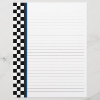 Black And White Check With Blue Accent Binder by FamilyTreed at Zazzle