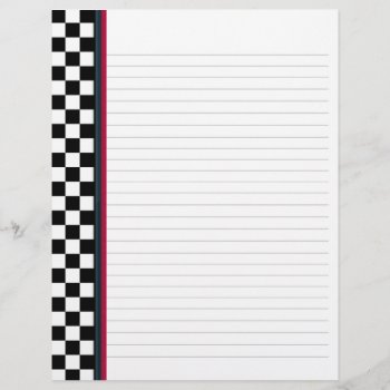 Black And White Check With Red Accent Binder Paper by FamilyTreed at Zazzle