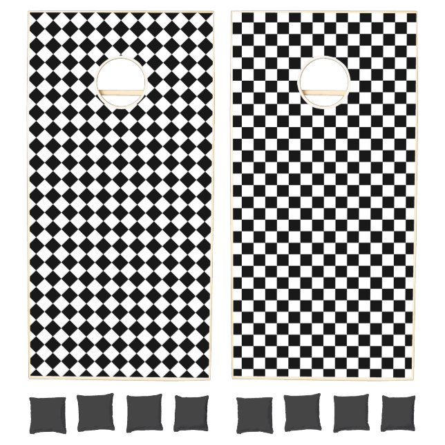 Black and White Checkboard pattern Cornhole Set (Set)