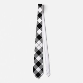 Black and white checked background neck tie