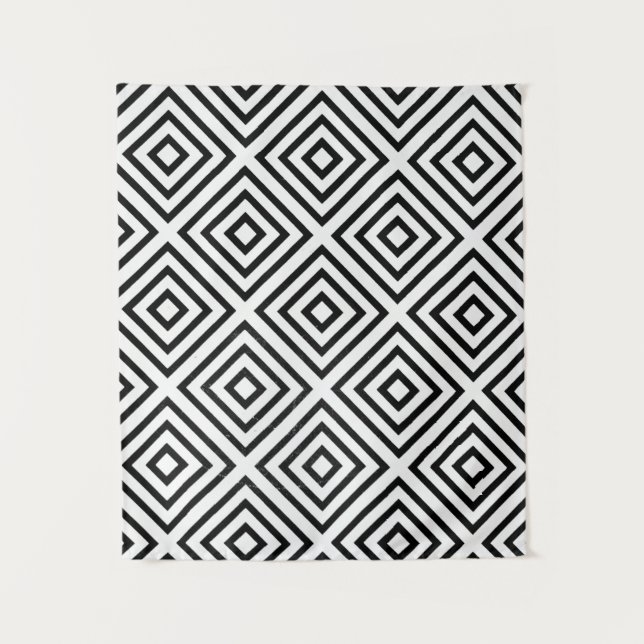 Black and white checked digital wallpaper tapestry (Front)