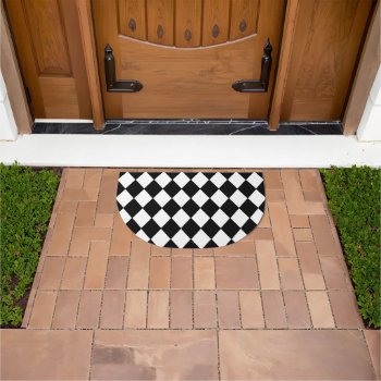 Black And White Checked Doormat by ellejai at Zazzle