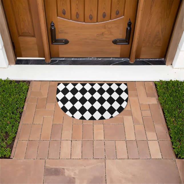 Black and White Checked Doormat (Outdoor)