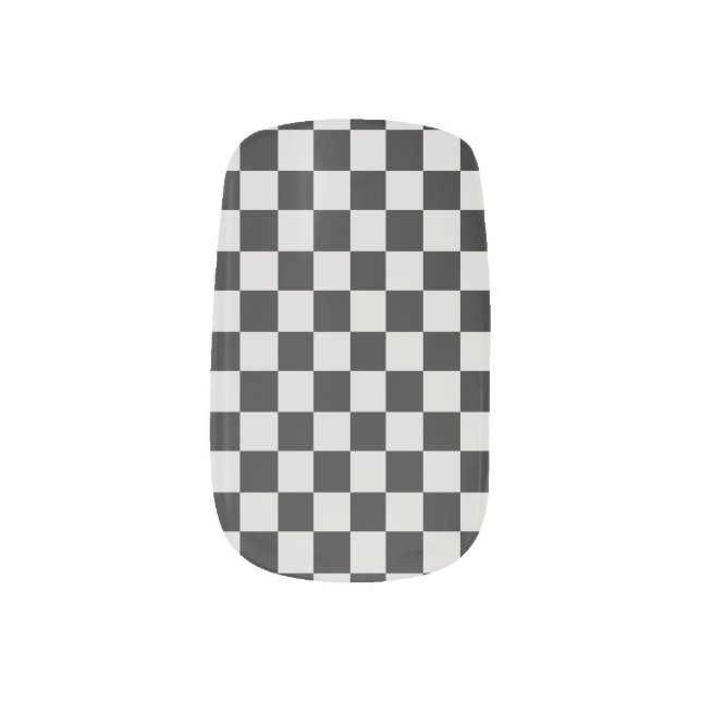 Black and White Checked  Minx Nails Nail Art (Right Thumb)
