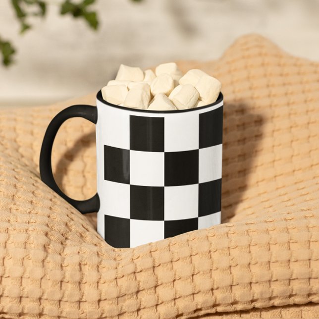 Black and White Checked Pattern Mug (Black and White Checked Pattern Mug)