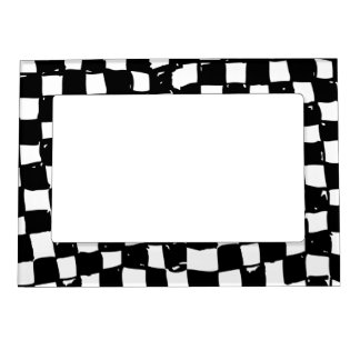 Black and White Checker abstract Magnetic Photo Frame