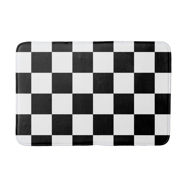 Black and White Checker Bath Mat (Front)