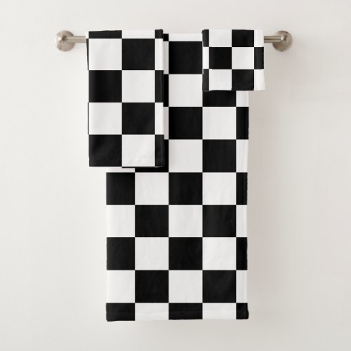 Black and White Checker Bath Towel Set