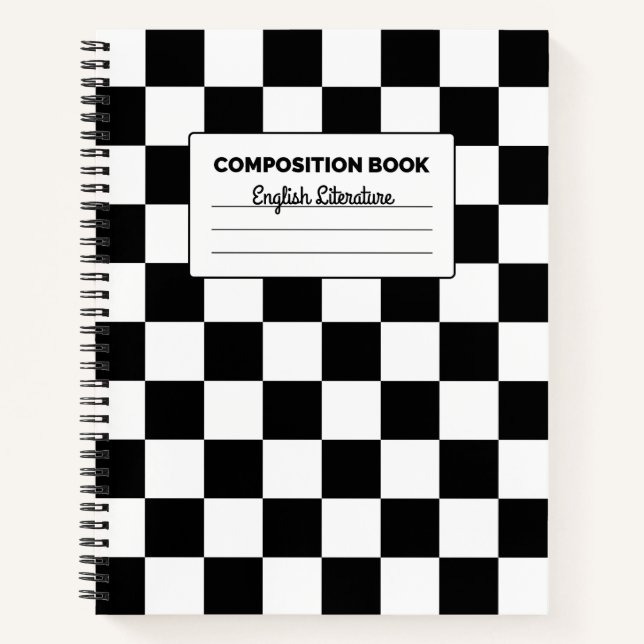 Black and White Checker Board Composition Notebook (Front)