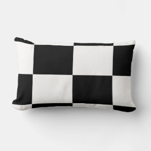 black and white checker board pattern lumbar pillow
