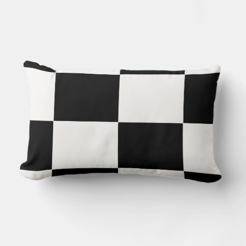 black and white checker board  pattern lumbar pillow