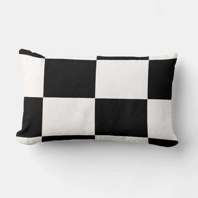 black and white checker board  pattern lumbar pillow (Front)